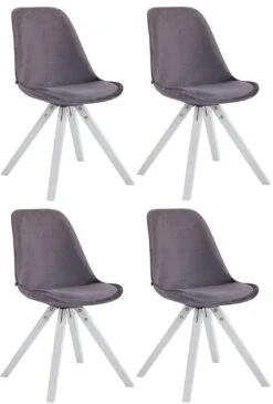 4er Set Stühle Toulouse Samt Square Weiß (eiche) Blau -CLP 1008afc0 7739 4c89 9488 36bde672a9d0