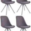 4er Set Stühle Toulouse Samt Rund Weiß Dunkelgrau