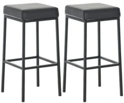 2er Set Barhocker Montreal 80 Kunstleder Schwarz Schwarz