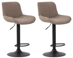 2er Set Barhocker Lentini Stoff Schwarz Taupe