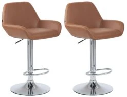 Barhocker Braga Kunstleder Chrom Braun -CLP 16c025fe 26cb 477d b97a 296b016442f4 1