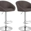 2er Set Barhocker Miami V2 Stoff Chrom Dunkelgrau
