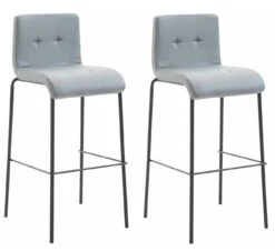 2er Set Barhocker Kado Kunstleder Rund Schwarz Grau