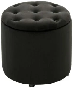 Sitzhocker Pantin Samt Schwarz