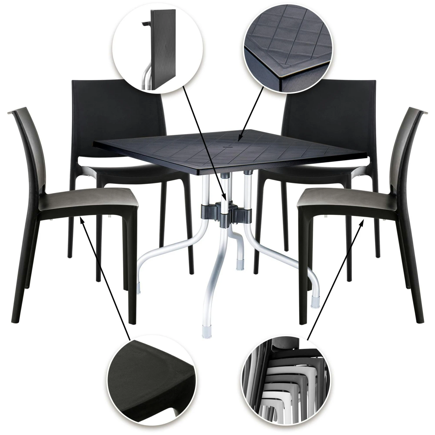 4er Essgruppe Cento Schwarz 7 4er Essgruppe Cento Schwarz – Bild 7