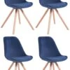 4er Set Stühle Toulouse Samt Rund Natura (eiche) Blau