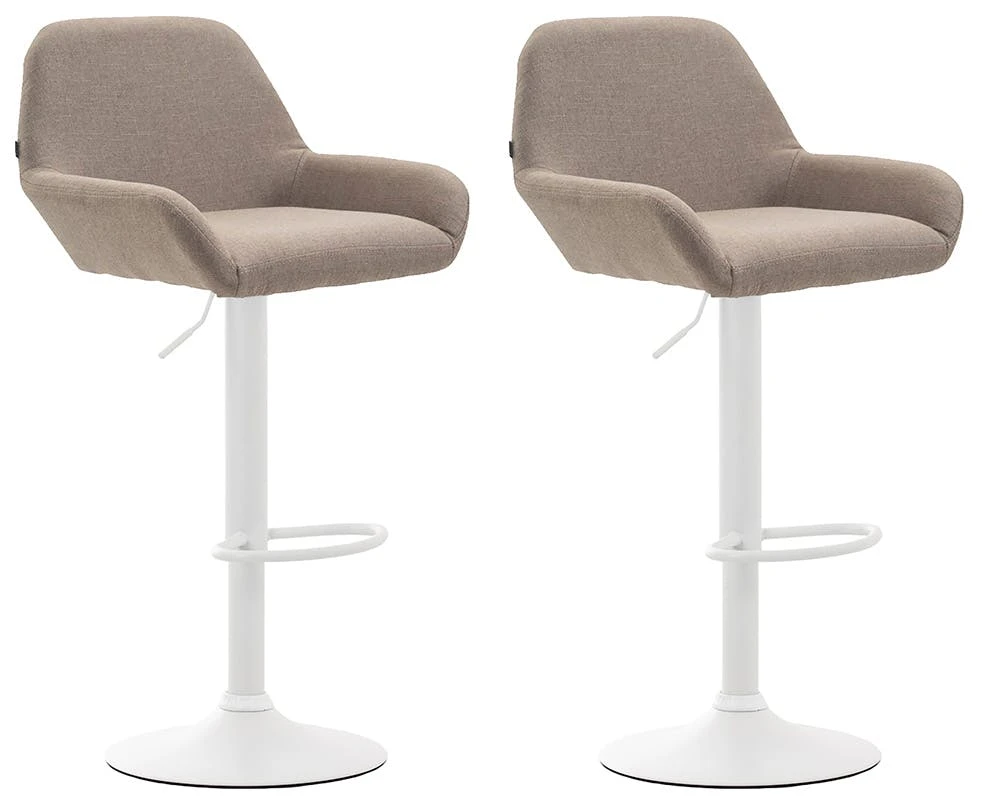 Barhocker Braga Stoff Weiß Taupe 4 Barhocker Braga Stoff Weiß Taupe – Bild 4