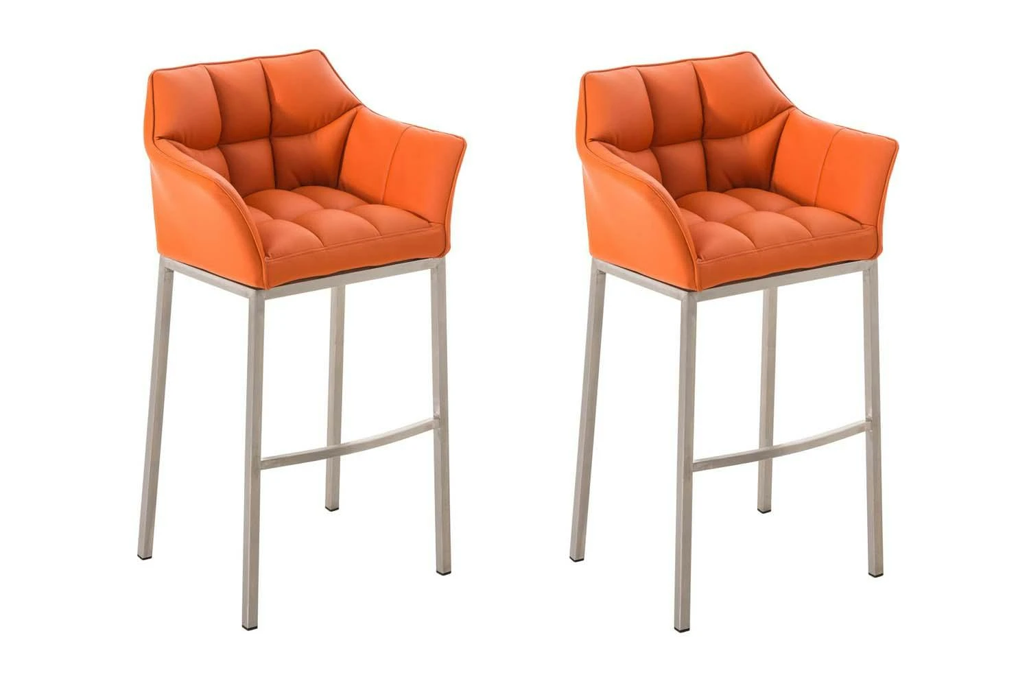 2er Set Barhocker Damaso Kunstleder Mit 4-Fuß Gestell Edelstahl Weiß 4 2er Set Barhocker Damaso Kunstleder Mit 4-Fuß Gestell Edelstahl Weiß – Bild 4
