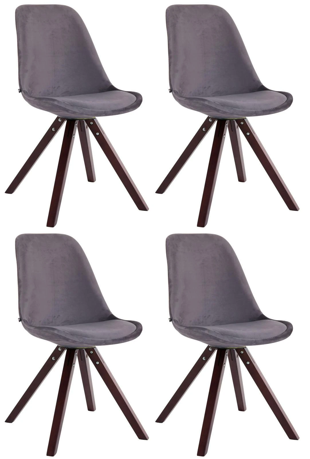 4er Set Stühle Toulouse Samt Square Cappuccino Schwarz 3 4er Set Stühle Toulouse Samt Square Cappuccino Schwarz – Bild 3