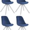 4er Set Stühle Toulouse Samt Square Weiß (eiche) Blau