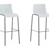 2er Set Barhocker Hoover Kunststoff 4-Fuß Gestell Schwarz Weiß