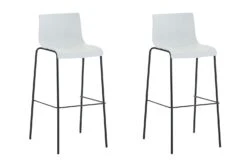 2er Set Barhocker Hoover Kunststoff 4-Fuß Gestell Schwarz Weiß