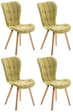 4er Set Stuhl Elda Stoff Natura Hellgrün