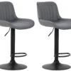2er Set Barhocker Lentini Kunstleder Schwarz Grau