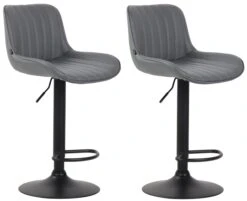 2er Set Barhocker Lentini Kunstleder Schwarz Grau