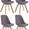 4er Set Besucherstühle Borneo V2 Samt Natura Dunkelgrau