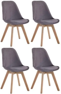 4er Set Besucherstühle Borneo V2 Samt Natura Dunkelgrau