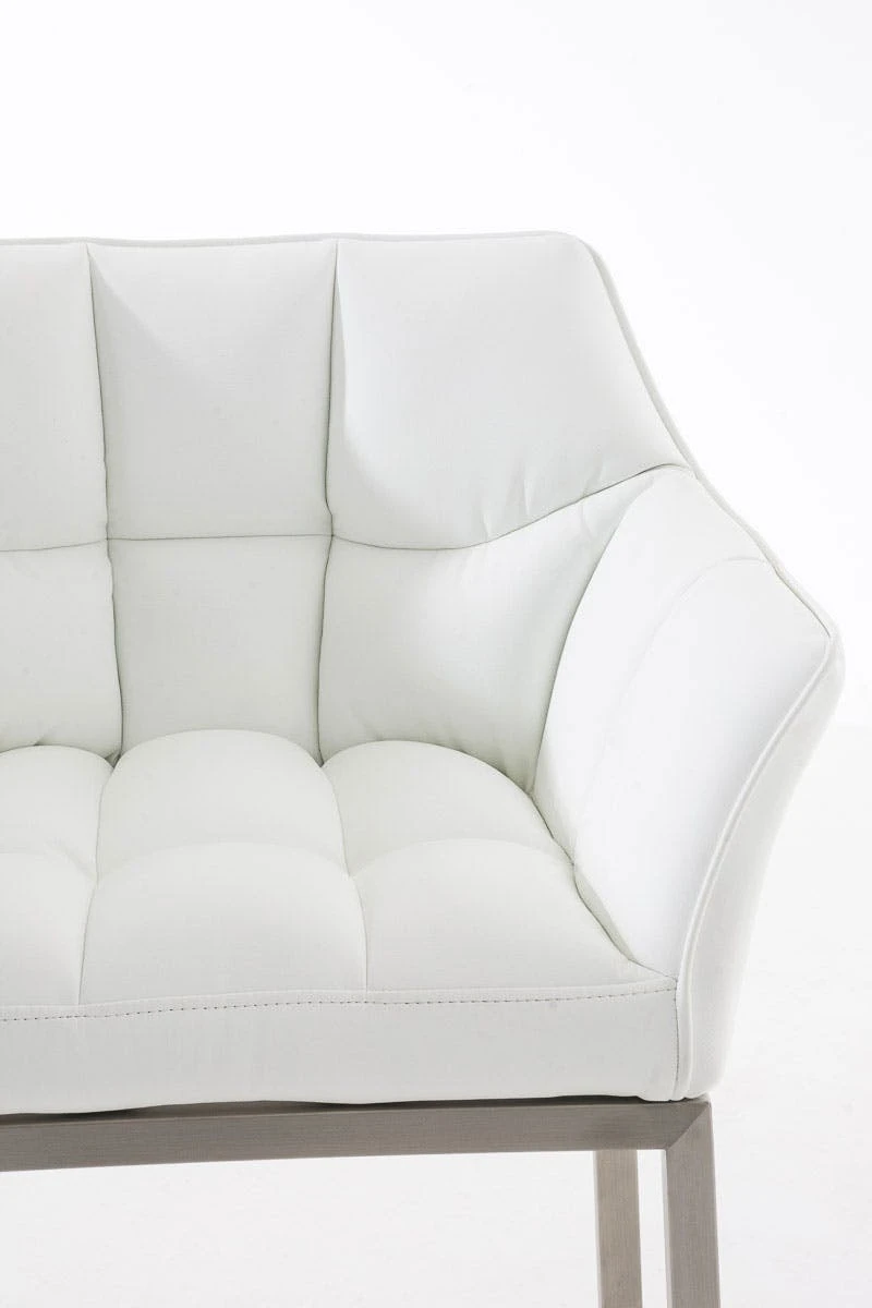 2er Set Barhocker Damaso Kunstleder Mit 4-Fuß Gestell Edelstahl Weiß 6 2er Set Barhocker Damaso Kunstleder Mit 4-Fuß Gestell Edelstahl Weiß – Bild 6