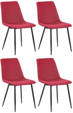 4er Set Stuhl Telde Stoff Rot