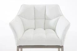 2er Set Barhocker Damaso Kunstleder Mit 4-Fuß Gestell Edelstahl Weiß