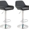 2er Set Barhocker Braga Kunstleder Chrom Schwarz