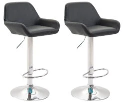 2er Set Barhocker Braga Kunstleder Chrom Schwarz