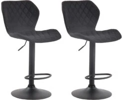 2er Set Barhocker Cork Stoff Schwarz Schwarz