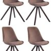 4er Set Stühle Toulouse Samt Rund Cappuccino (eiche) Braun