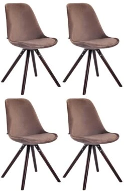4er Set Stühle Toulouse Samt Rund Cappuccino (eiche) Braun