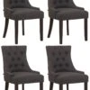 4er Set Esszimmerstuhl Inverness Stoff Antik Dunkelgrau