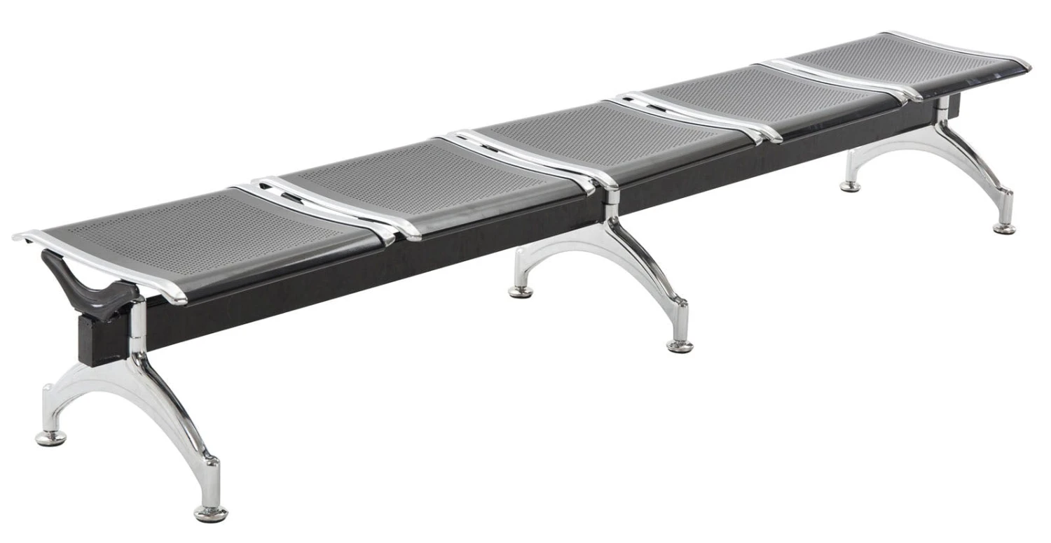 5er Wartebank Central Kunstleder Schwarz/silber 4 5er Wartebank Central Kunstleder Schwarz/silber – Bild 4