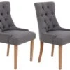 2er Set Esszimmerstuhl Aberdeen Stoff Antik-hell Dunkelgrau