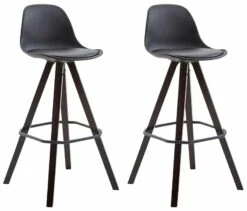 2er Set Barhocker Franklin Kunststoff Square Cappuccino (eiche) Schwarz