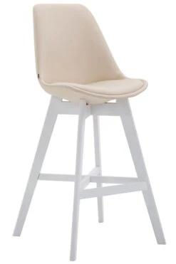 Barhocker Cannes Kunstleder Weiß Creme