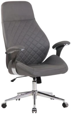 Bürostuhl Layton Echtleder Grau