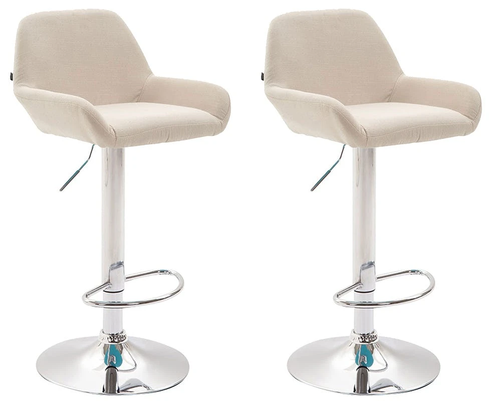 2er Set Barhocker Braga Stoff Weiß Creme 2 2er Set Barhocker Braga Stoff Weiß Creme – Bild 2