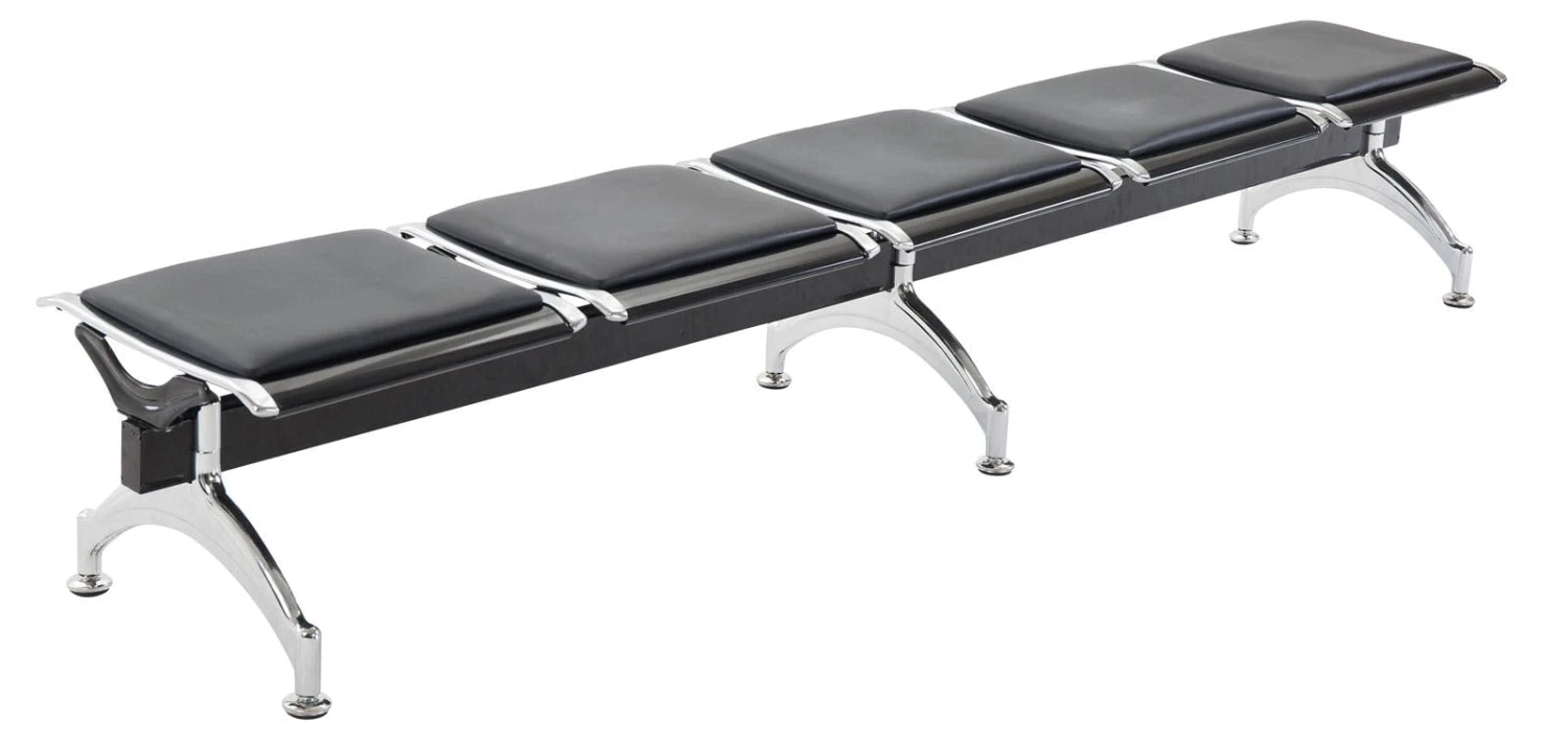 5er Wartebank Central Kunstleder Schwarz/silber 2 5er Wartebank Central Kunstleder Schwarz/silber – Bild 2