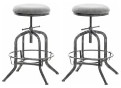 2er Set Barhocker Avadi Vintage Kunstleder Antik-silber Dunkelgrau