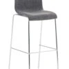 Barhocker Hoover Stoff 4-Fuß Gestell Chrom Hellgrau