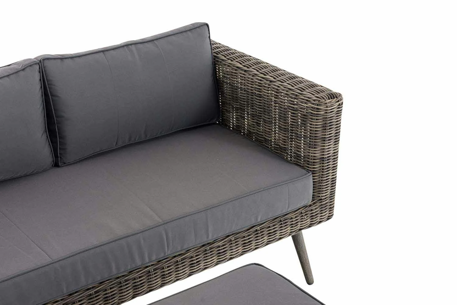 2er Sofa Molde Mit Fußhocker Rundrattan Grau-meliert 40 Cm (Dunkelgrau) Eisengrau 6 2er Sofa Molde Mit Fußhocker Rundrattan Grau-meliert 40 Cm (Dunkelgrau) Eisengrau – Bild 6