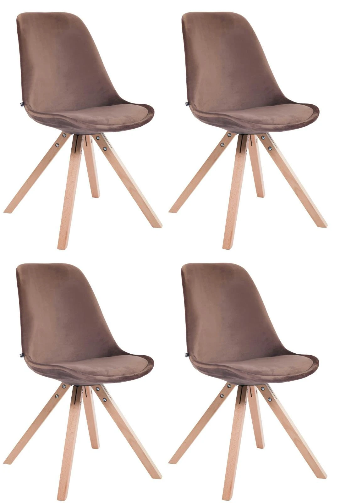 4er Set Stühle Toulouse Samt Square Weiß (eiche) Braun 2 4er Set Stühle Toulouse Samt Square Weiß (eiche) Braun – Bild 2