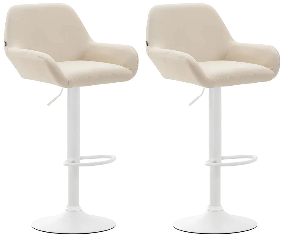 2er Set Barhocker Braga Stoff Weiß Creme 4 2er Set Barhocker Braga Stoff Weiß Creme – Bild 4