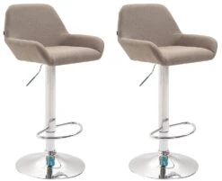 2er Set Barhocker Braga Stoff Chrom Taupe