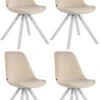 4er Set Stühle Toulouse Samt Square Weiß Creme