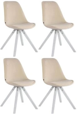 4er Set Stühle Toulouse Samt Square Weiß (eiche) Creme -CLP 7e397c2f 68d4 49ee b46f 8782a55490ca