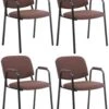 4er Set Besucherstühle Ken PRO Stoff Braun