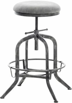 Barhocker Avadi Vintage Kunstleder Antik-silber Dunkelgrau