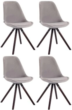 4er Set Stühle Toulouse Samt Rund Cappuccino (eiche) Grau