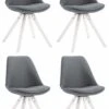 4er Set Besucherstuhl Toulouse Stoff Square Weiß Dunkelgrau