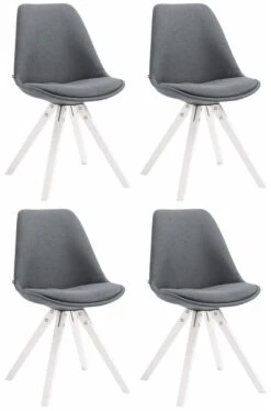 4er Set Besucherstuhl Toulouse Stoff Square Weiß Dunkelgrau